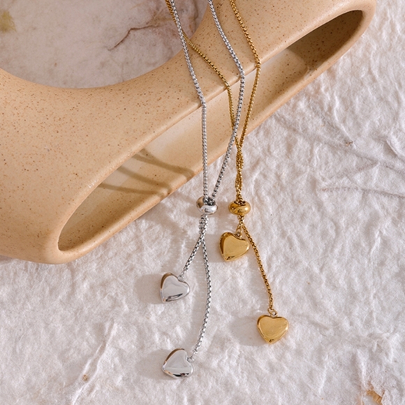 Wonderful Silver Hearts Long Pendant Necklace - Picture 5 of 7